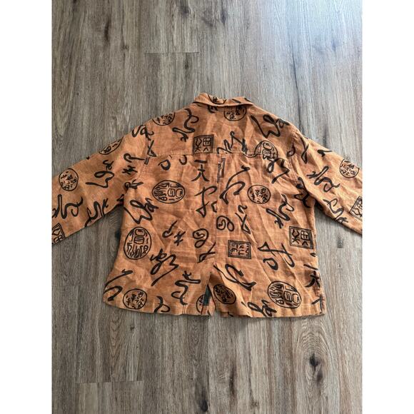 Chicos Design Linen Top Women's Brown and Black Long sleeve - Picture 9 of 9